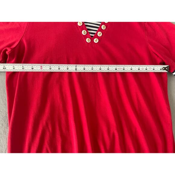 Vintage VICKI LANE short sleeve Red White and Blue nautical top SZ L - Picture 5 of 7